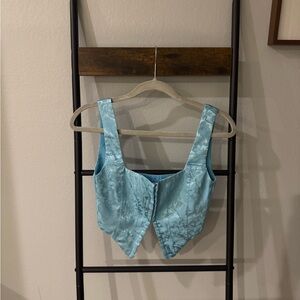 Princess Polly Light Blue Brocade Corset Top